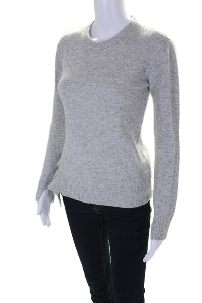 10 Crosby Derek Lam Denim Womens Ruffled Sides Sweater Gray Wool Size Extra Smal