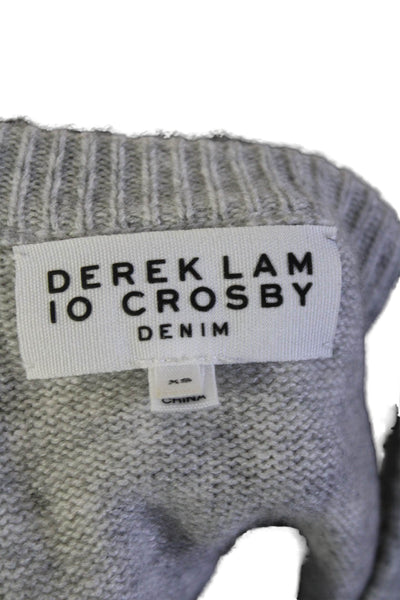 10 Crosby Derek Lam Denim Womens Ruffled Sides Sweater Gray Wool Size Extra Smal