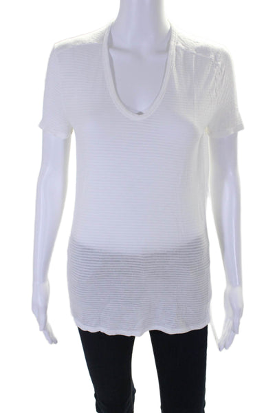 T Alexander Wang Womens Short Sleeves V Neck Tee Shirt White Size Extra Small