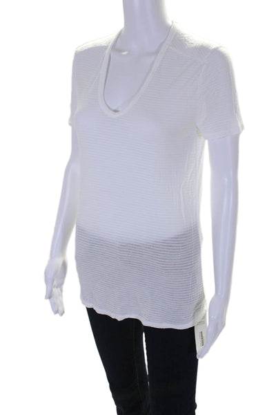 T Alexander Wang Womens Short Sleeves V Neck Tee Shirt White Size Extra Small