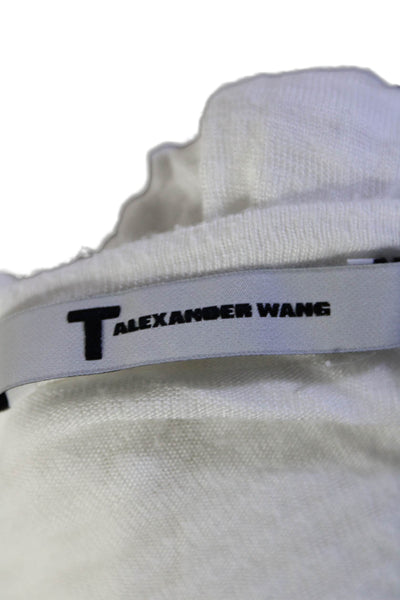 T Alexander Wang Womens Short Sleeves V Neck Tee Shirt White Size Extra Small