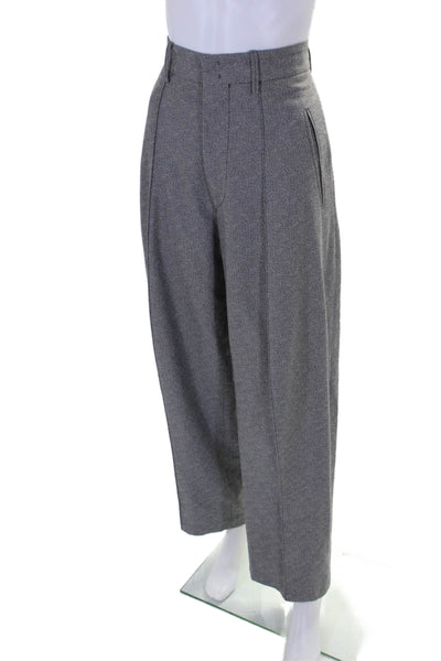 Isabel Marant Womens Gray Printed High Waisted Pleated Straight Leg Pants Size40