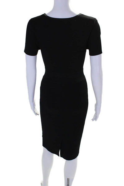 A.L.C. Womens Solid Black Scoop Neck Short Sleeve Bodycon Dress Size XS