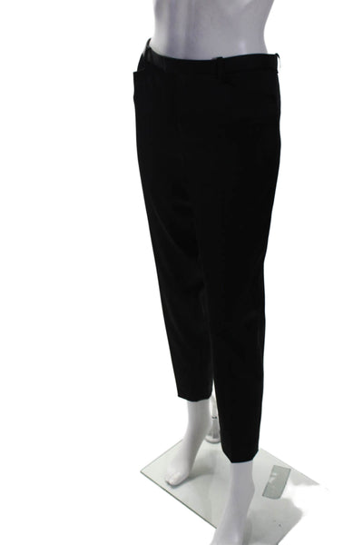 ATM Womens Zipper Fly High Rise Pleated Satin Dress Pants Black Size 10