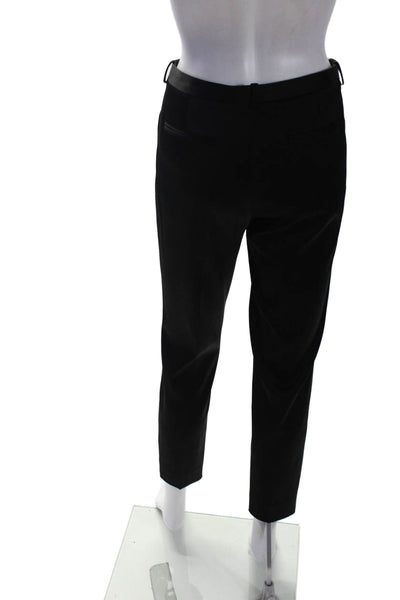 ATM Womens Zipper Fly High Rise Pleated Satin Dress Pants Black Size 10