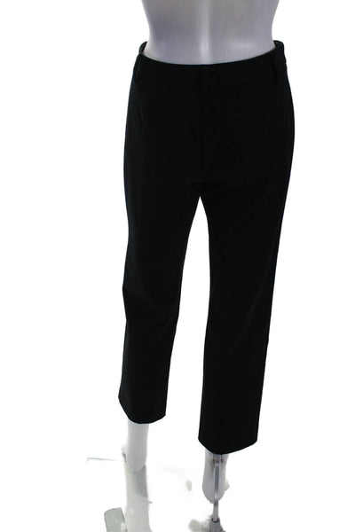 Drew Womens Zipper Fly High Rise Pleated Straight Leg Pants Black Cotton Size 8