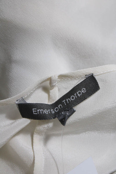 Emerson Thorpe Womens Silk Long Sleeve Wrap Classy Blouse White Size XS