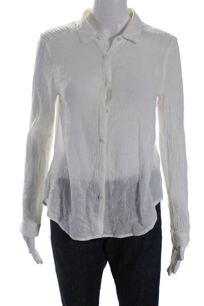 Generation Love Womens Cotton Collar Button Long Sleeve Blouse White Size S