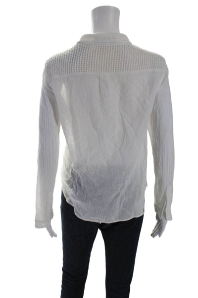 Generation Love Womens Cotton Collar Button Long Sleeve Blouse White Size S