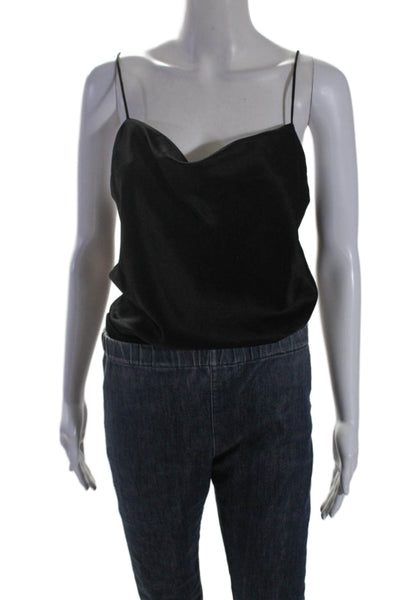 Alice + Olivia Womens Satin Spaghetti Strap Sleek Bodysuit Top Black Size M