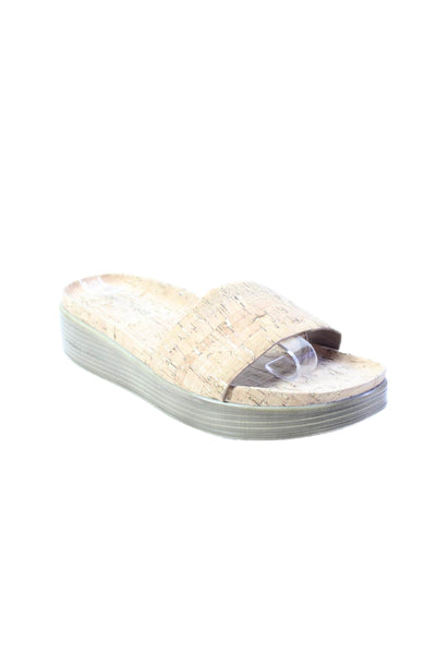 Donald J Pliner Womens Platform Open Toe Cork Slides Beige Size 9