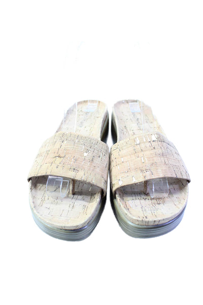 Donald J Pliner Womens Platform Open Toe Cork Slides Beige Size 9