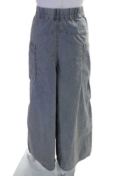 We The Free Womens Cotton High Rise Elasticated Wide Leg Cargo Pants Blue Size L