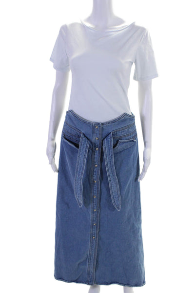 We The Free Womens Cotton High Rise Elasticated Wide Leg Cargo Pants Blue Size L