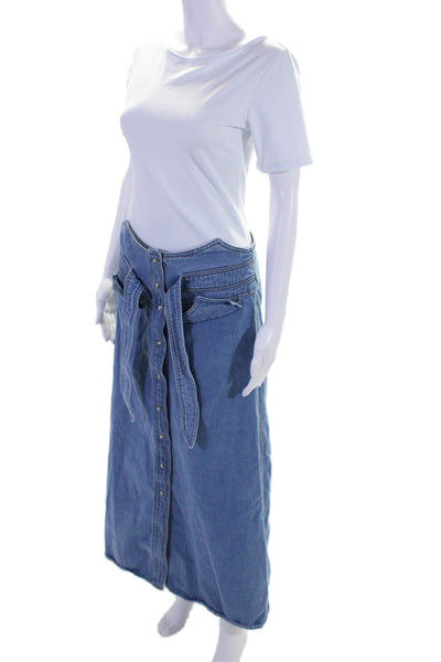 We The Free Womens Cotton High Rise Elasticated Wide Leg Cargo Pants Blue Size L