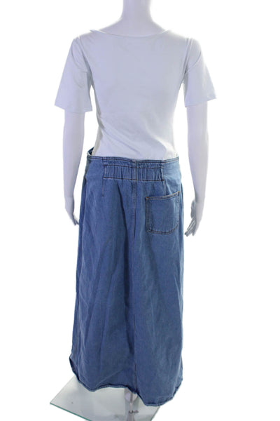 We The Free Womens Cotton High Rise Elasticated Wide Leg Cargo Pants Blue Size L