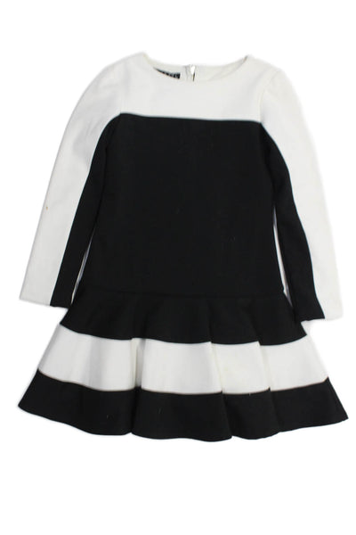 Biscotti Girls Black White Color Block Long Sleeve Fit & Flare Dress Size 6