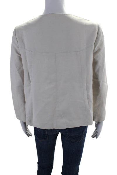 3.1 Phillip Lim Womens Cotton Beige Crew Neck Long Sleeve Jacket Size 4