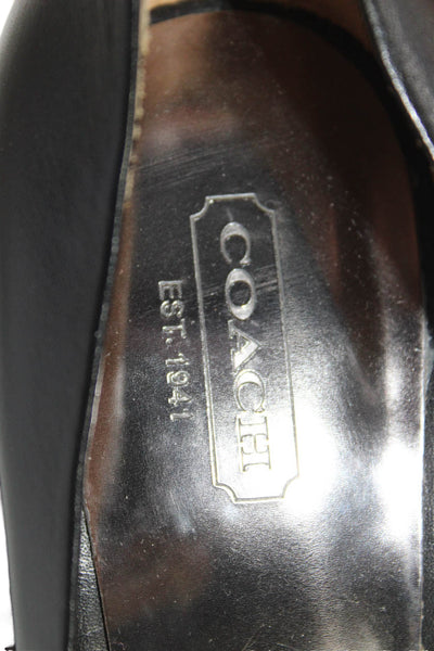 Coach Womens Leather Peep Toe Slip On Wedges Black Size 9