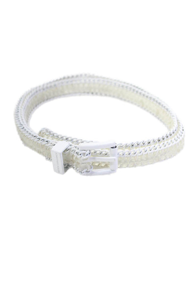 Jonathan Adler Womens Clear Chain Link Trim Skinny Width Belt White Size S