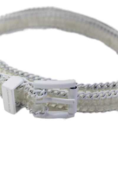 Jonathan Adler Womens Clear Chain Link Trim Skinny Width Belt White Size S