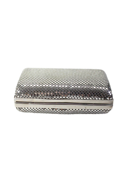 Aqua Metal Metallic Snake Strap Push Lock Small Clutch Shoulder Handbag Silver