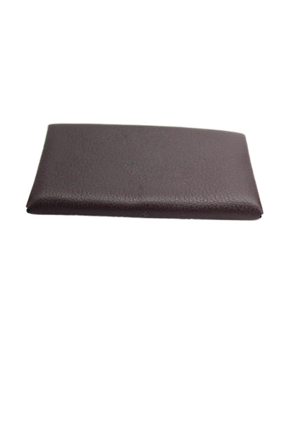 Hermes Grained Leather Bi-Fold Small Snap Two Pocket Card Wallet Dark Brown