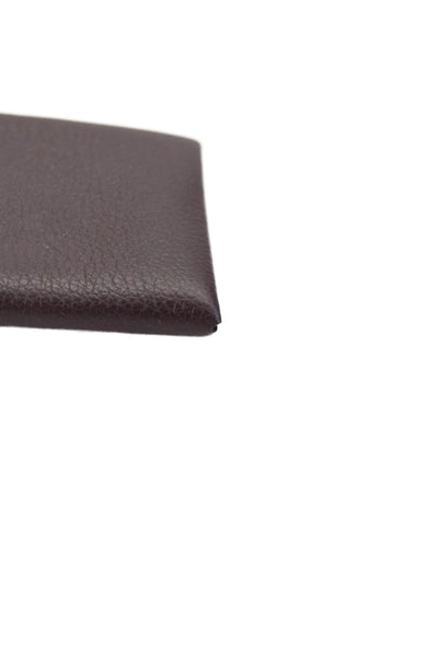 Hermes Grained Leather Bi-Fold Small Snap Two Pocket Card Wallet Dark Brown