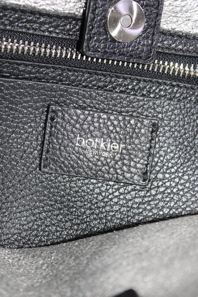 Botkier Pebbled Leather Zipper Trim Double Handle Small Shoulder Handbag Black