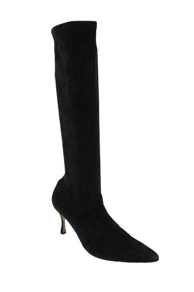 Manolo Blahnik Womens Suede Pointed Toe Mid Calf Boots Black Size 41 11