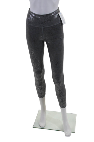 Sweaty Betty Womens Stretch Metallic Mid-Rise Activewear Leggings Gray Size XS