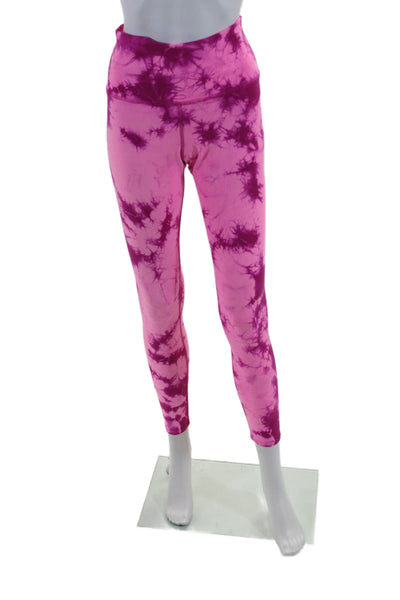 Electric & Rose Womens Tie Dye Print Mid-Rise Activewear Leggings Pink Size M