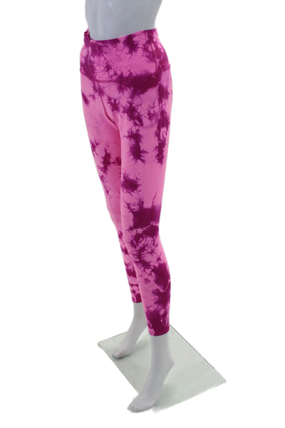 Electric & Rose Womens Tie Dye Print Mid-Rise Activewear Leggings Pink Size M