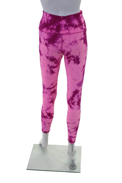 Electric & Rose Womens Tie Dye Print Mid-Rise Activewear Leggings Pink Size M