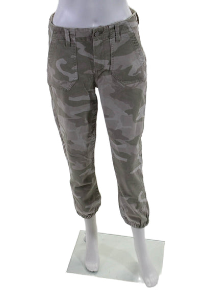 Paige Womens Cotton Blend Camouflage Print Mid-Rise Tapered Pants Green Size 26