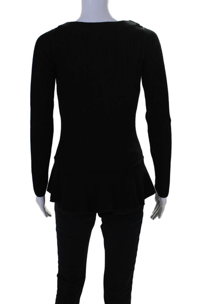 Tory Burch Womens Long Sleeve Crew Neck Thick Knit Sweater Black Small