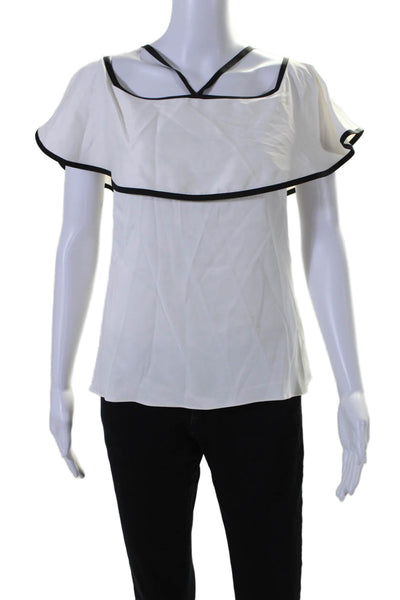 Alexis Womens Sleeveless Pullover Basic Blouse White Black Size XS