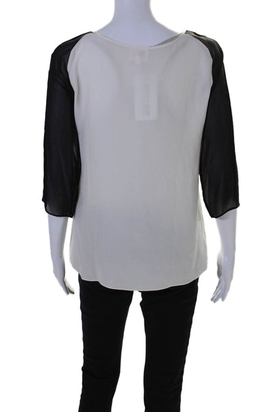 Parker Womens Long Sleeve Scoop Neck Basic Blouse White Size Small