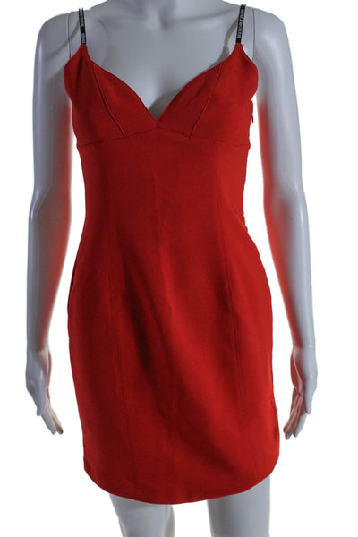 Versace Jeans Couture Womens V Neck Spaghetti Strap Mini Dress Red Size 6