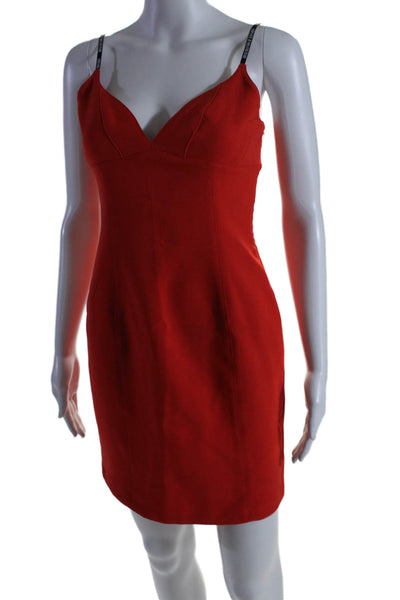 Versace Jeans Couture Womens V Neck Spaghetti Strap Mini Dress Red Size 6