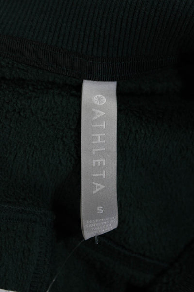 Athleta Womens Long Sleeve Cropped Half Zip Pullover Jacket Dark Teal Size S