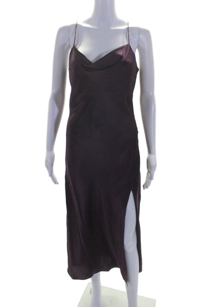 Intermix Womens Silk Spaghetti Strap Sweetheart Neckline Slip Dress Purple Size