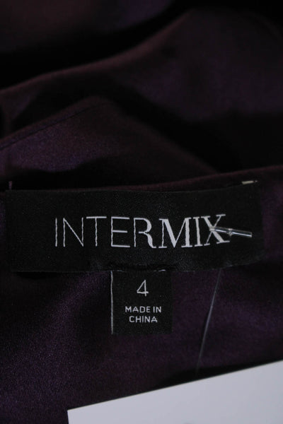 Intermix Womens Silk Spaghetti Strap Sweetheart Neckline Slip Dress Purple Size