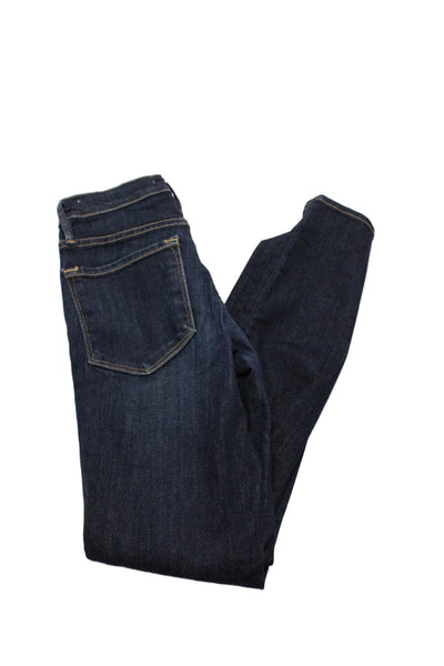 Frame Denim Womens Zip Front Dark Wash Tapered Jeans Blue Size 24