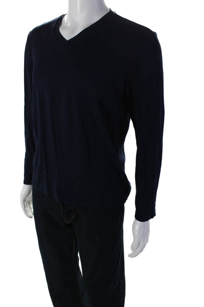 Calvin Klein Mens Pullover V neck Long Sleeve T Shirt Blue Size Medium