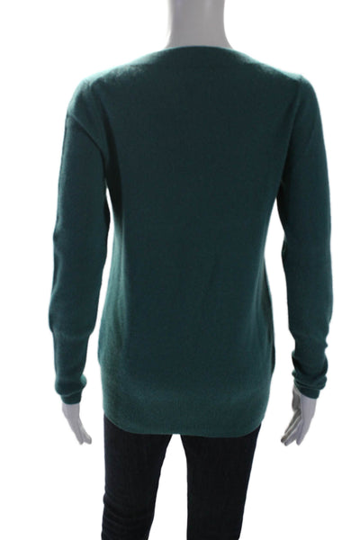 J Crew Womens Cashmere V-Neck Long Sleeve Pullover Knit Top Turquoise Size S