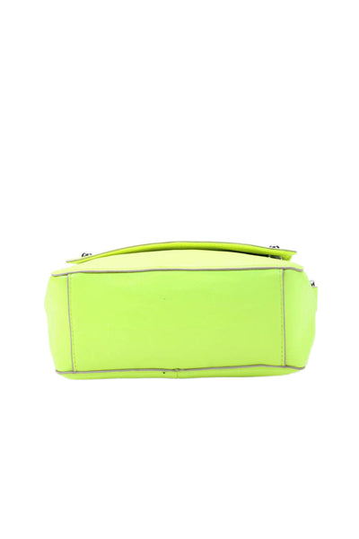 Olivia Harris Womens Leather Adjustable Strap Zip Up Shoulder Bag Neon Yellow