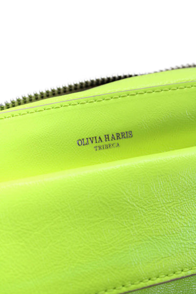 Olivia Harris Womens Leather Adjustable Strap Zip Up Shoulder Bag Neon Yellow