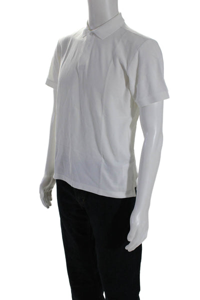 Handvaerk Mens Crew Neck Short Sleeves Polo Shirt White Cotton Size Medium