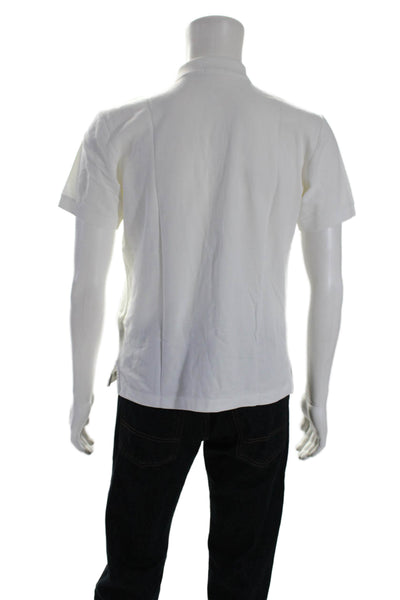 Handvaerk Mens Crew Neck Short Sleeves Polo Shirt White Cotton Size Medium